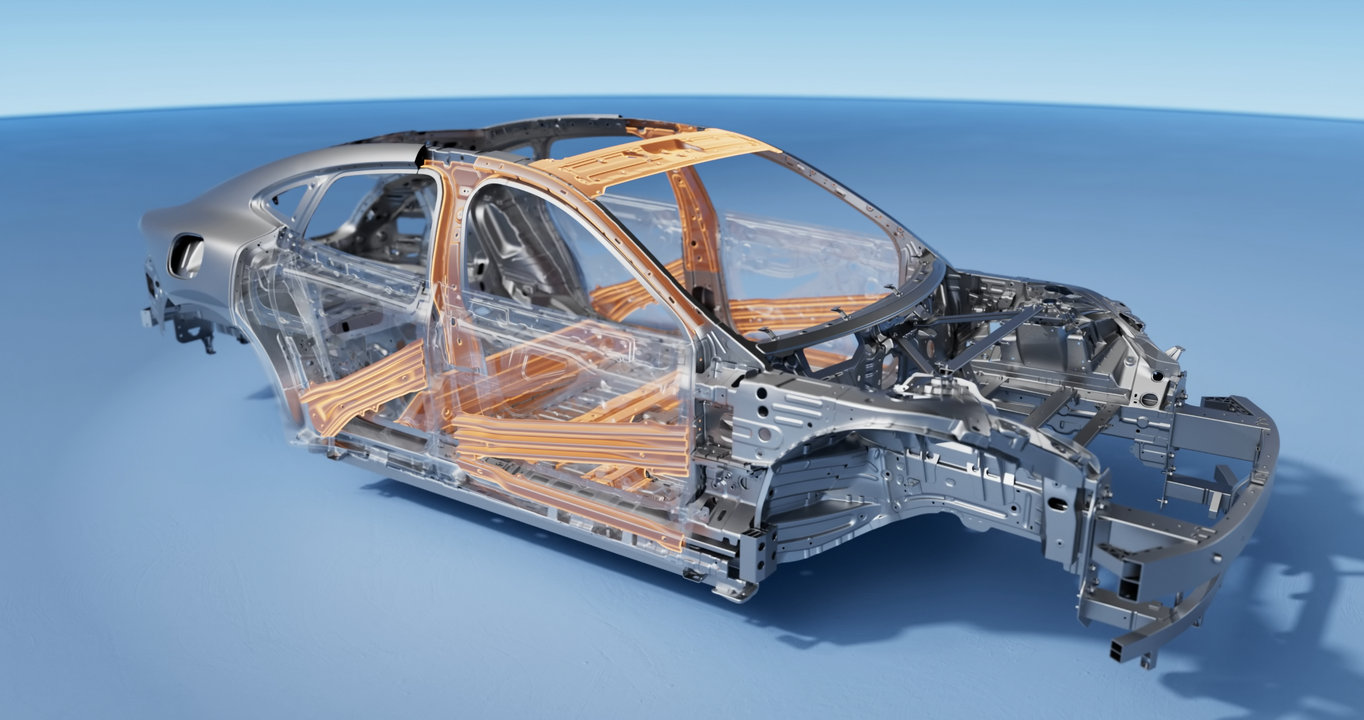 A rendering of the Shangjie Z7-Z7T's chassis frame, showing the body's sturdiness.