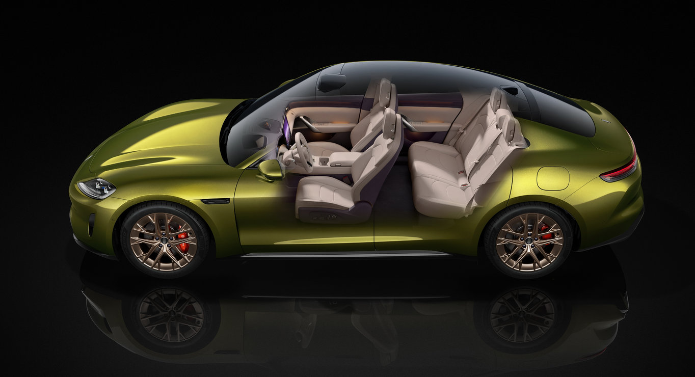 Cutaway view of the Shangjie Z7, showing the car's ample storage space.