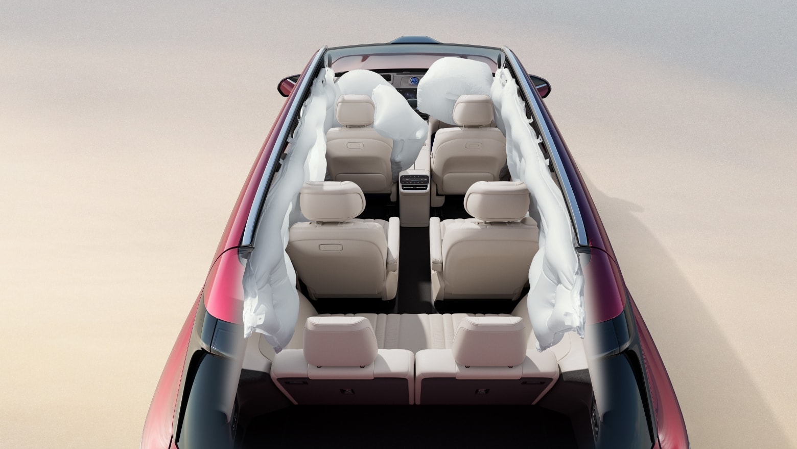 Showing the AITO M8's 9 airbags and the three-row side curtain airbags