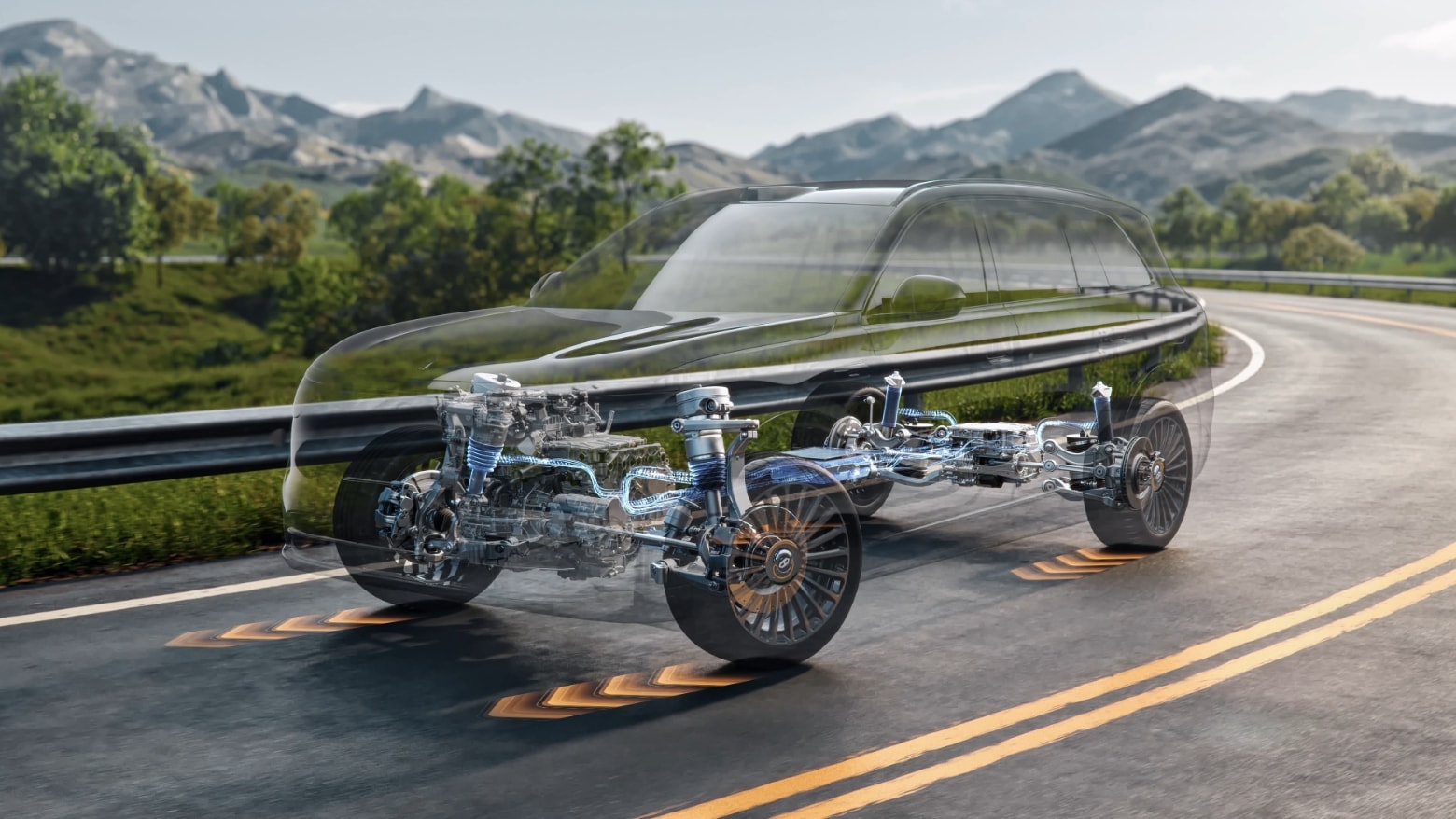 Showing the AITO M8's chassis architecture